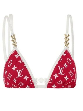 Louis Vuitton Red and White Monogram Triangle Bikini Top
